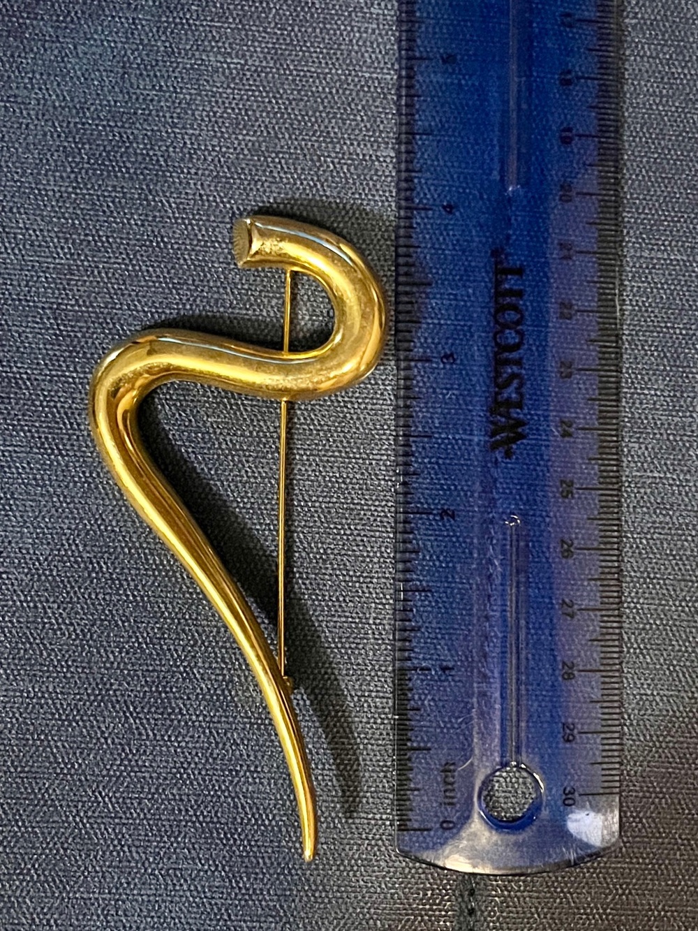 4” Gold-tone Serpentine Pin Brooch